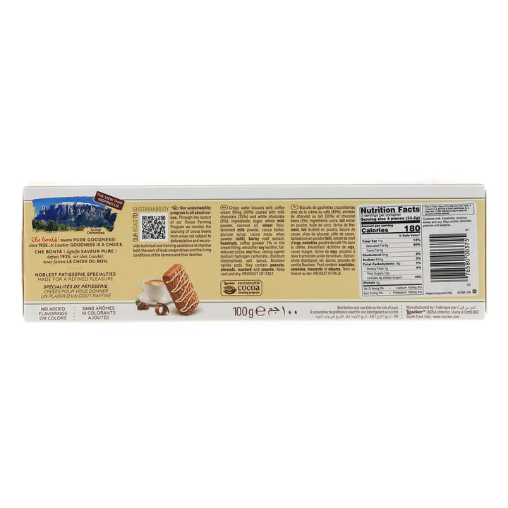 Patisserie Cappuccino, Chocolate Coated Specialty, 3.53 oz. Box - Nutrition Facts Panel