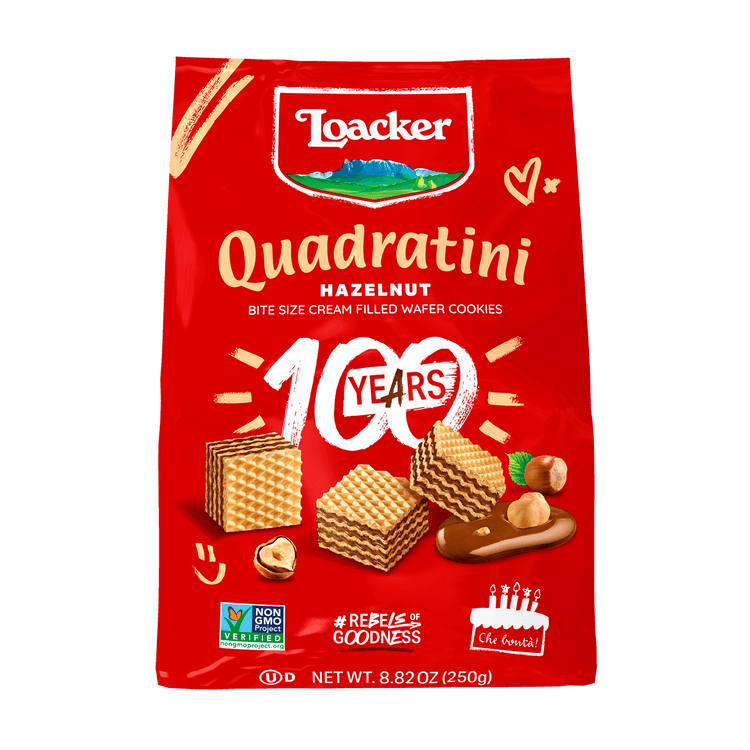 Quadratini Hazelnut, Creme-Filled Wafer Cookies, 8.82 oz. Bag