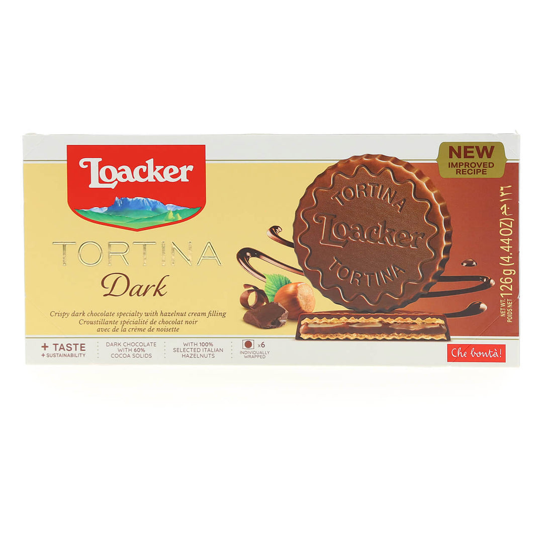 Tortina Dark, Chocolate Coated Wafer Specialty, 4.44 oz. Box