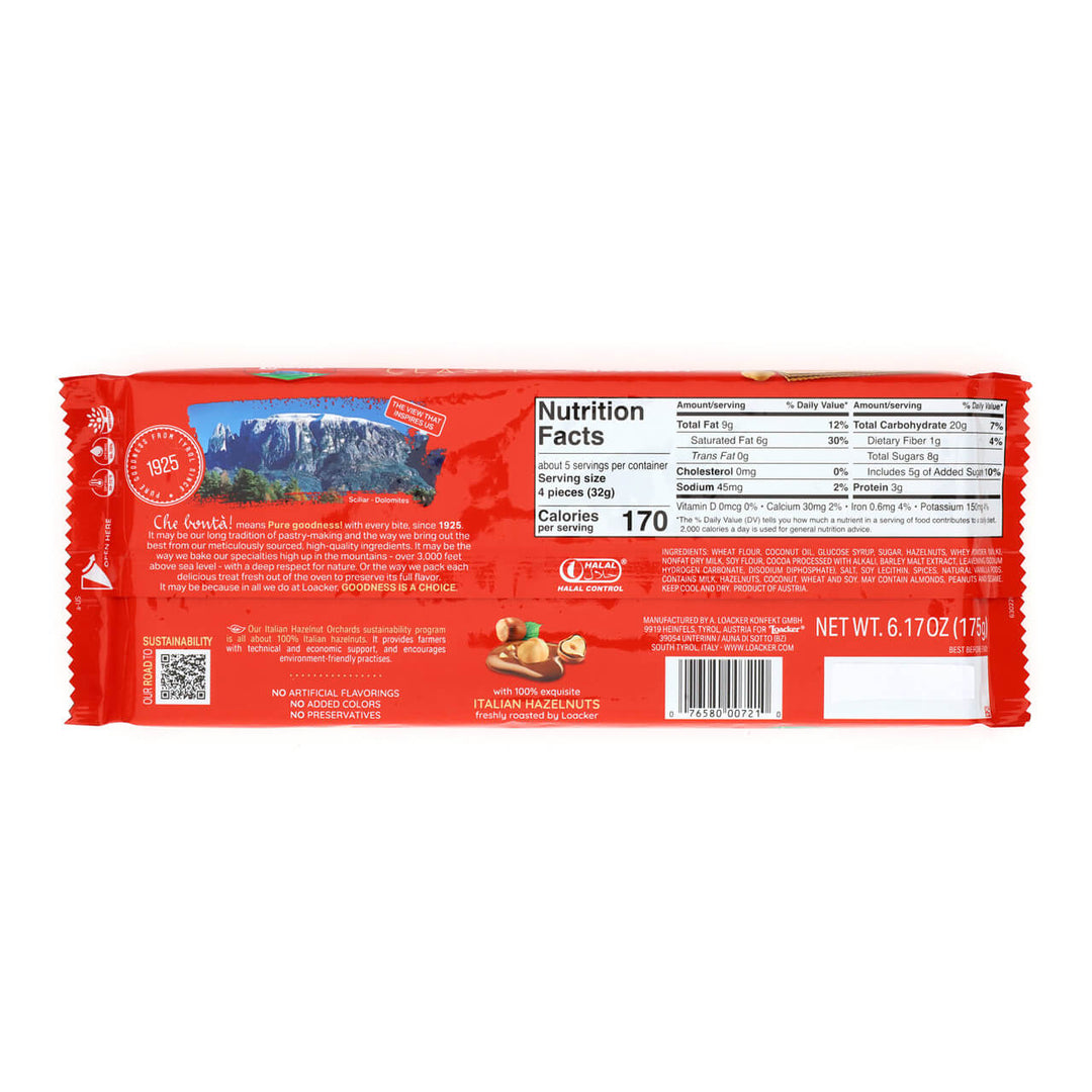 Classic Hazelnut, Creme-Filled Wafer Cookies, 6.17 oz. Bag - Nutrition Facts Panel