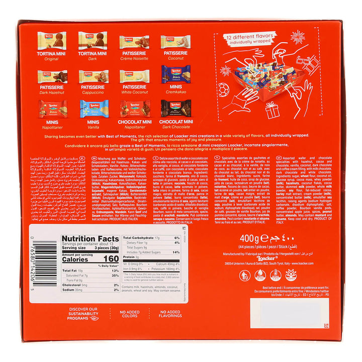 Best of Moments, Variety Pack of Wafers & Chocolates, 14.11 oz. Box - Nutrition Facts Panel