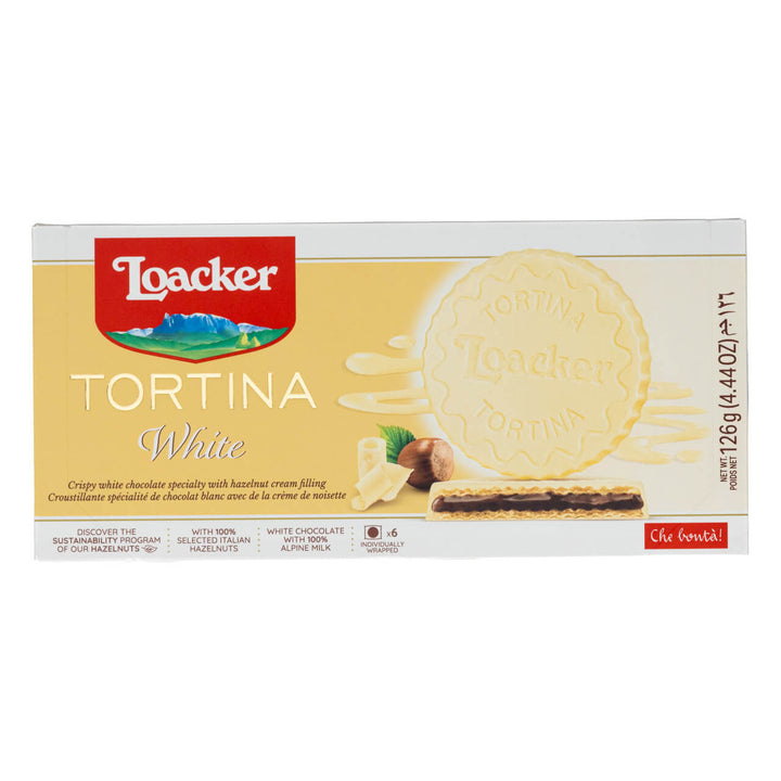 Tortina White, Chocolate Coated Wafer Specialty, 4.44 oz. Box