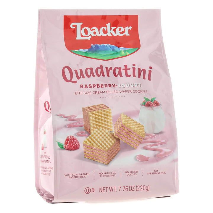 Quadratini Raspberry-Yogurt, Creme-Filled Wafers, 7.76 oz. Bag