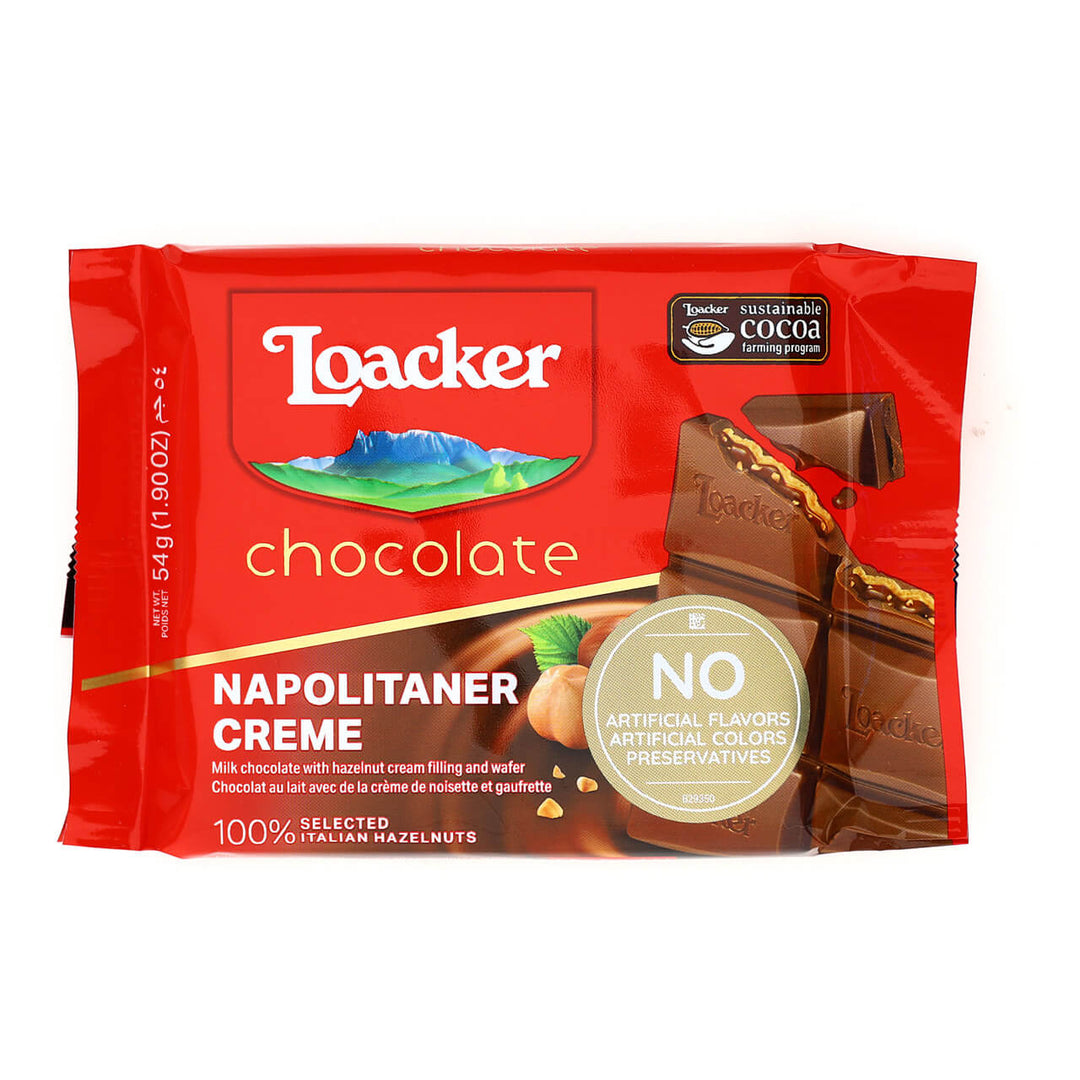 Loacker Napolitaner Hazelnut Crème & Crispy Wafer Bar, 1.94 oz.