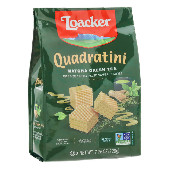 Quadratini Matcha Green Tea, Creme-Filled Wafer Cookies, 7.76 oz. Bag