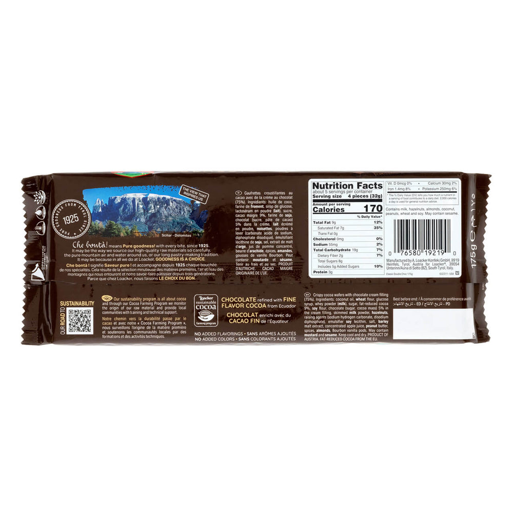 Classic Double Chocolate, Creme-Filled Wafer Cookies, 6.17 oz. Bag - Nutrition Facts Panel
