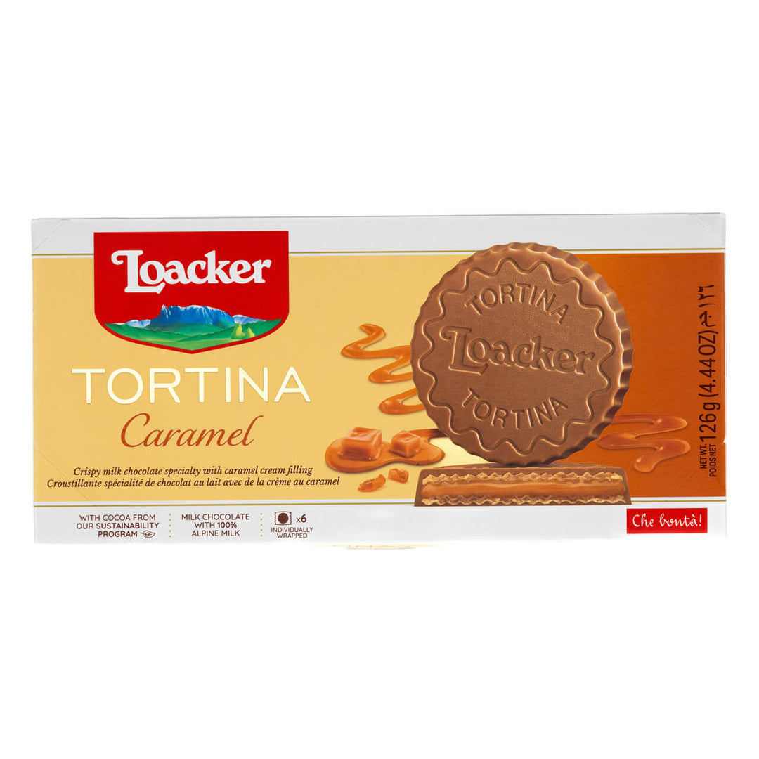 Tortina Caramel, Chocolate Coated Wafer Specialty, 4.44 oz. Box