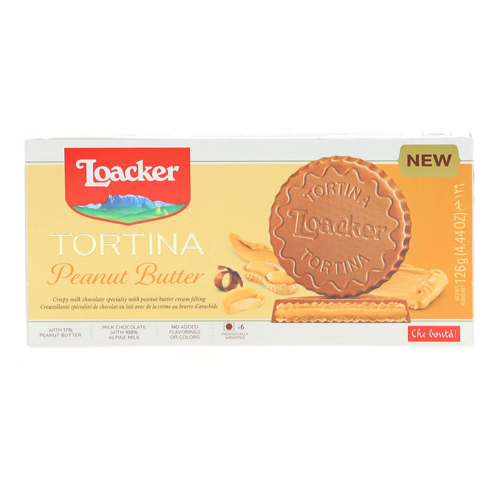 Tortina Peanut Butter, Chocolate Coated Wafer Specialty, 4.44 oz. Box